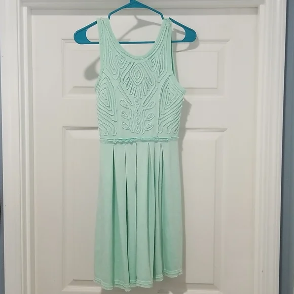 slim fit dress slacks Mint Embroidered Sleeveless Mini Dress